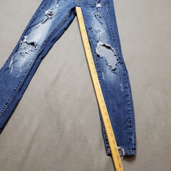 KANCAN Dark Wash Distressed Destroyed Skinny Jeans - Picture 15 of 16